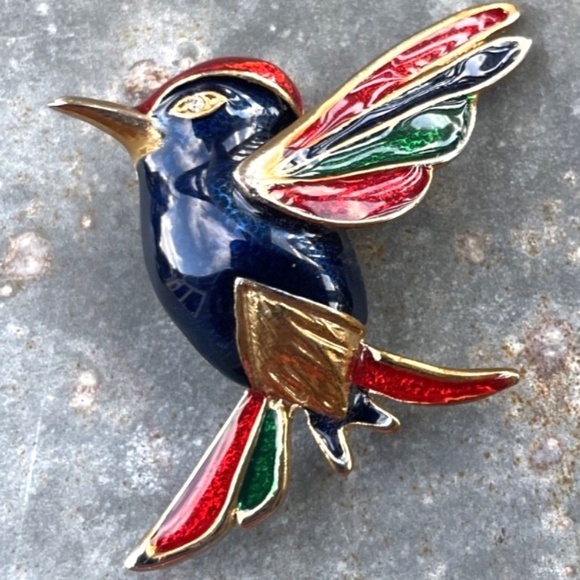 Jewelry - Vintage Bird Brooch enamel multicolor